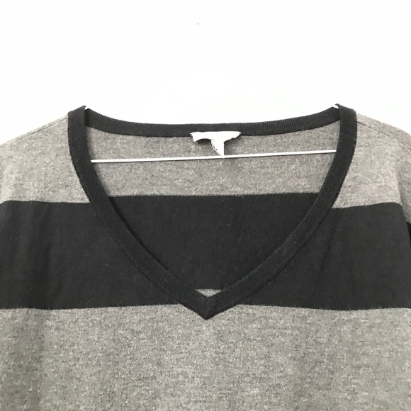 Joie Black and Gray Stripe Three Quarter Sleeves - Picture 3 of 8